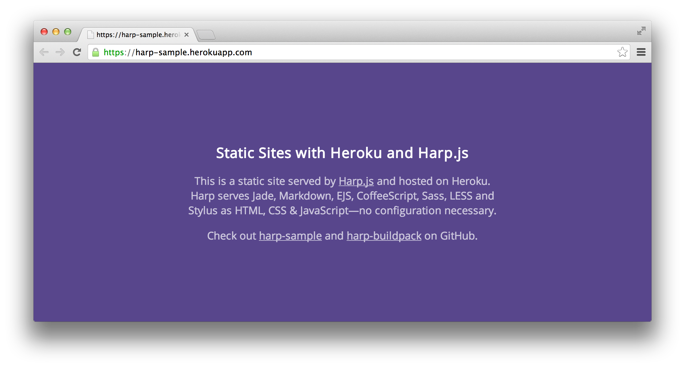 The sample Buildpack site